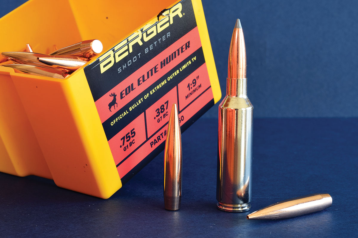 “Long-range” bullets excel in the 6.8 Western (shown here). In a 270 Winchester case, they protrude too far or must be seated too deep. Plus, they require a sharper rifling twist than the 1:10 standard in 270 rifles.